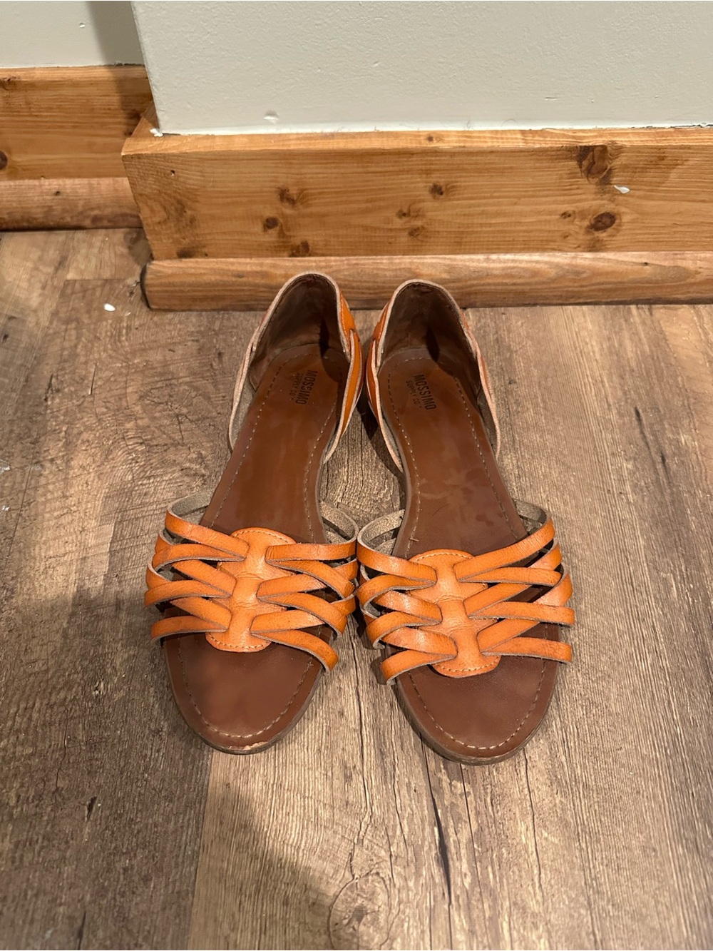 Mossimo Supply Co. Orange Braided Leather D'Orsay Sandals